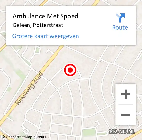 Locatie op kaart van de 112 melding: Ambulance Met Spoed Naar Geleen, Potterstraat op 24 augustus 2014 18:47