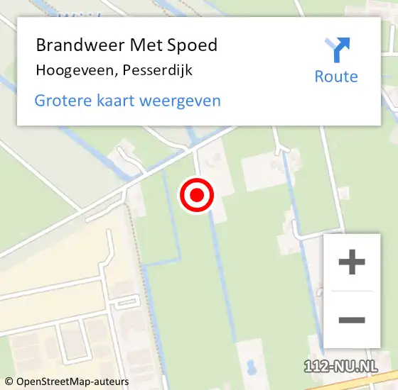 Locatie op kaart van de 112 melding: Brandweer Met Spoed Naar Hoogeveen, Pesserdijk op 7 mei 2023 18:24