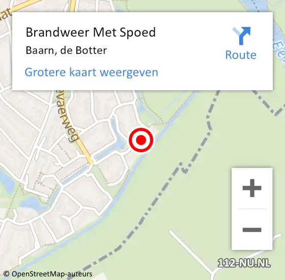 Locatie op kaart van de 112 melding: Brandweer Met Spoed Naar Baarn, de Botter op 7 mei 2023 18:24