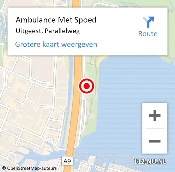 Locatie op kaart van de 112 melding: Ambulance Met Spoed Naar Uitgeest, Parallelweg op 7 mei 2023 18:30