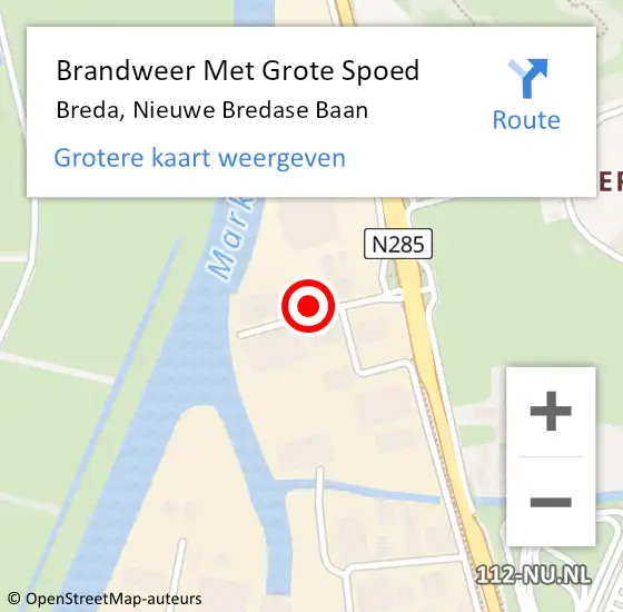 Locatie op kaart van de 112 melding: Brandweer Met Grote Spoed Naar Breda, Nieuwe Bredase Baan op 7 mei 2023 18:43