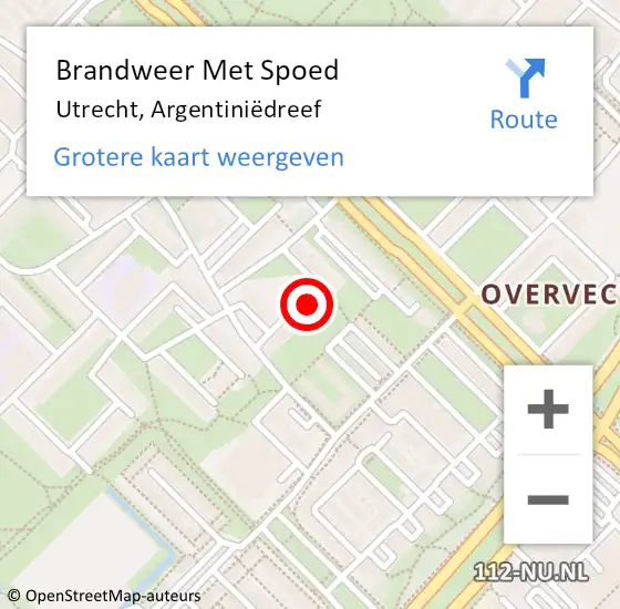 Locatie op kaart van de 112 melding: Brandweer Met Spoed Naar Utrecht, Argentiniëdreef op 7 mei 2023 19:02