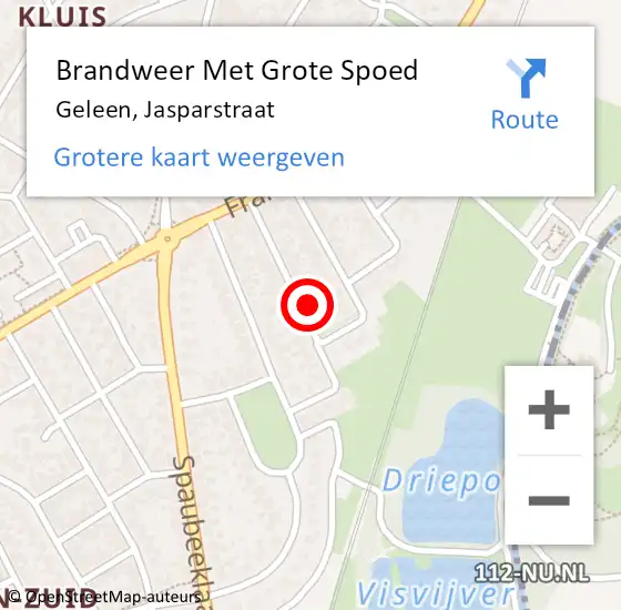 Locatie op kaart van de 112 melding: Brandweer Met Grote Spoed Naar Geleen, Jasparstraat op 7 mei 2023 19:21