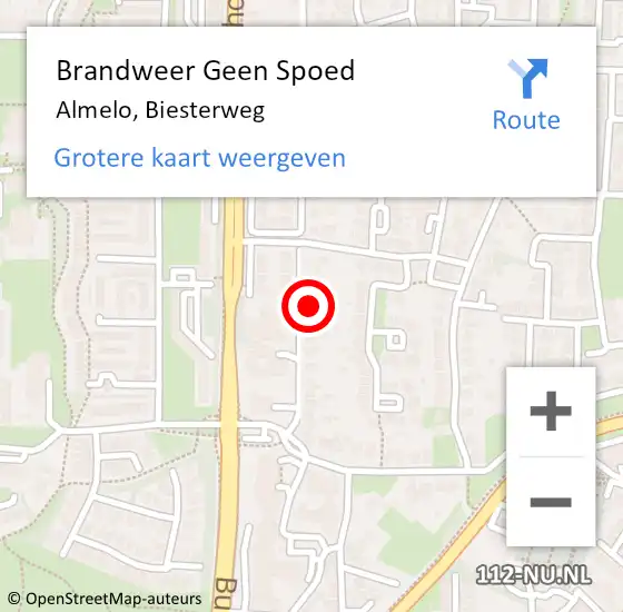 Locatie op kaart van de 112 melding: Brandweer Geen Spoed Naar Almelo, Biesterweg op 7 mei 2023 19:35