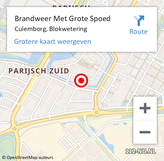 Locatie op kaart van de 112 melding: Brandweer Met Grote Spoed Naar Culemborg, Blokwetering op 7 mei 2023 19:44