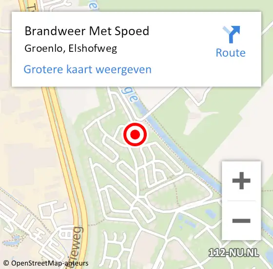 Locatie op kaart van de 112 melding: Brandweer Met Spoed Naar Groenlo, Elshofweg op 7 mei 2023 19:45