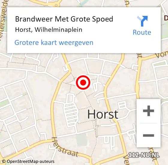 Locatie op kaart van de 112 melding: Brandweer Met Grote Spoed Naar Horst, Wilhelminaplein op 7 mei 2023 19:45