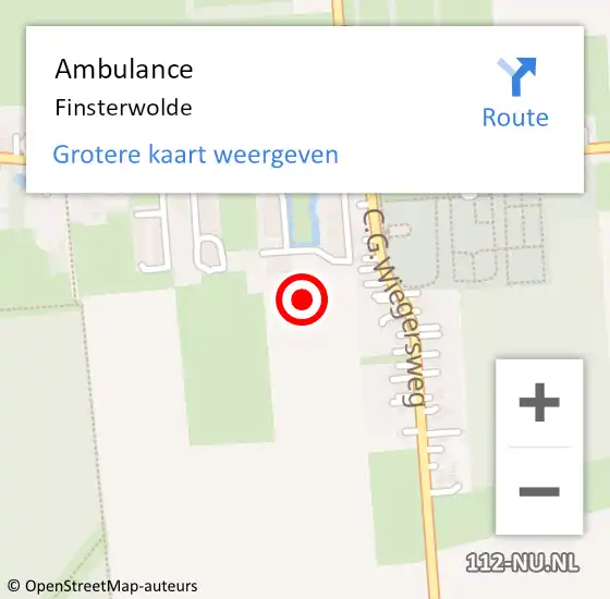 Locatie op kaart van de 112 melding: Ambulance Finsterwolde op 7 mei 2023 20:09