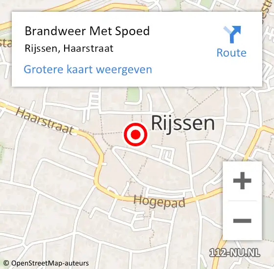 Locatie op kaart van de 112 melding: Brandweer Met Spoed Naar Rijssen, Haarstraat op 7 mei 2023 20:49