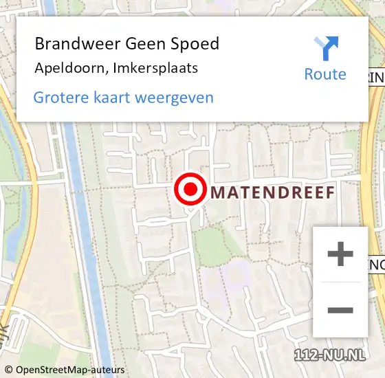 Locatie op kaart van de 112 melding: Brandweer Geen Spoed Naar Apeldoorn, Imkersplaats op 7 mei 2023 20:52