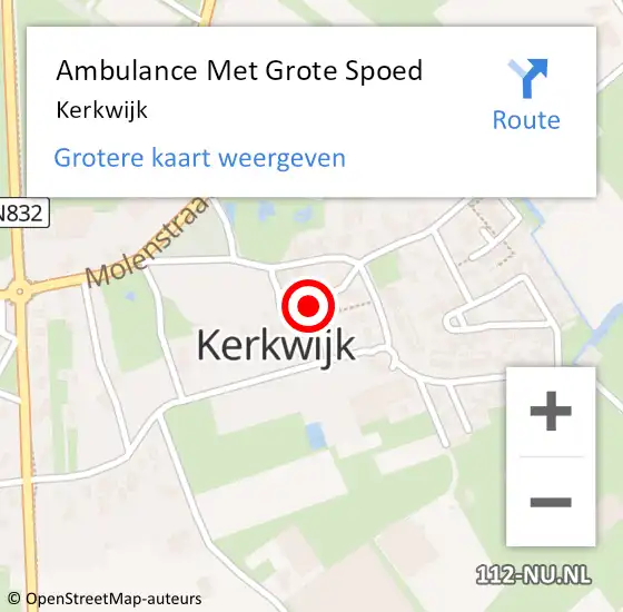 Locatie op kaart van de 112 melding: Ambulance Met Grote Spoed Naar Kerkwijk op 7 mei 2023 21:31