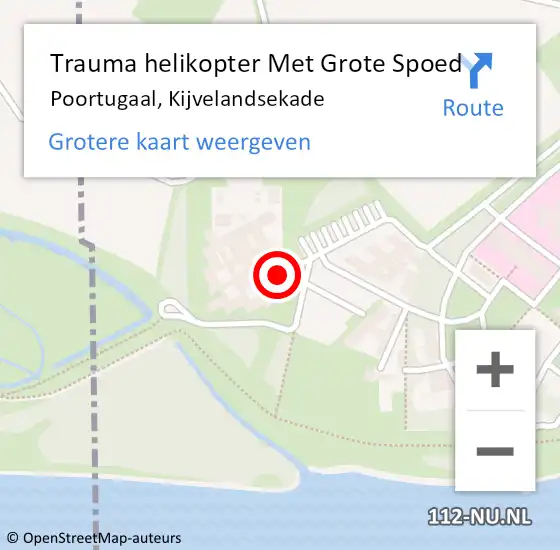 Locatie op kaart van de 112 melding: Trauma helikopter Met Grote Spoed Naar Poortugaal, Kijvelandsekade op 7 mei 2023 22:20