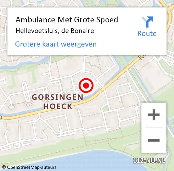 Locatie op kaart van de 112 melding: Ambulance Met Grote Spoed Naar Hellevoetsluis, de Bonaire op 7 mei 2023 22:22