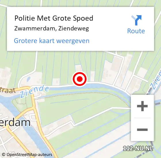 Locatie op kaart van de 112 melding: Politie Met Grote Spoed Naar Zwammerdam, Ziendeweg op 7 mei 2023 22:27