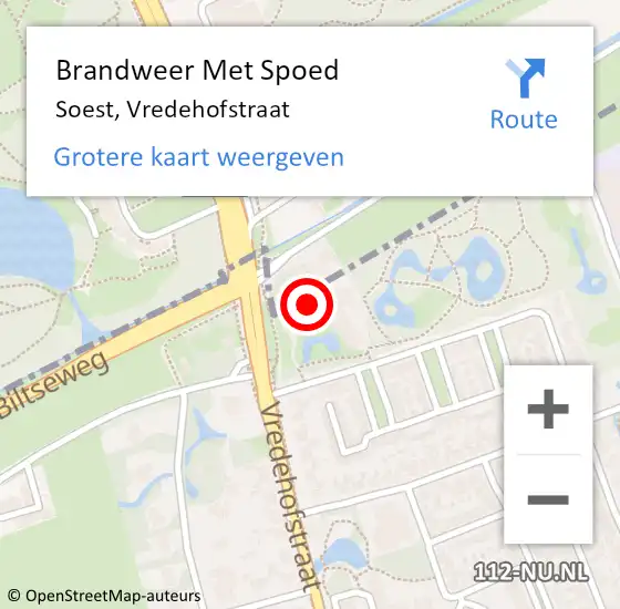 Locatie op kaart van de 112 melding: Brandweer Met Spoed Naar Soest, Vredehofstraat op 7 mei 2023 23:19