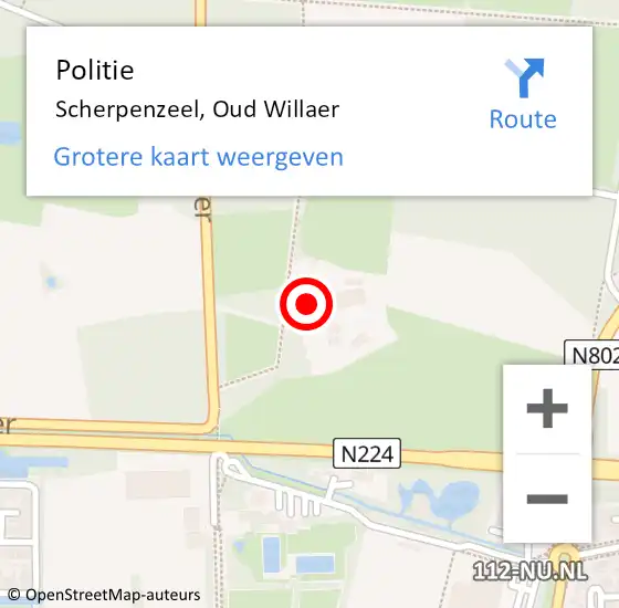 Locatie op kaart van de 112 melding: Politie Scherpenzeel, Oud Willaer op 7 mei 2023 23:48