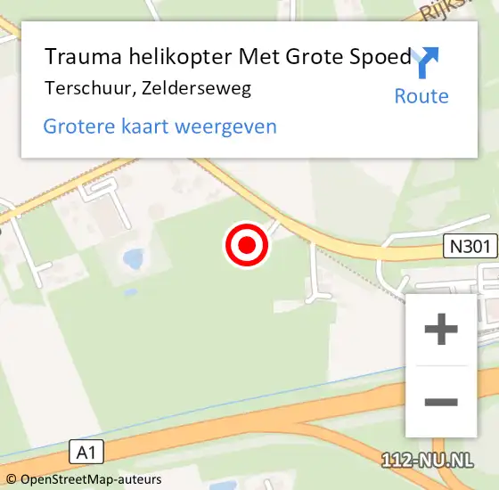 Locatie op kaart van de 112 melding: Trauma helikopter Met Grote Spoed Naar Terschuur, Zelderseweg op 7 mei 2023 23:54