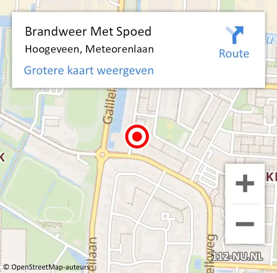 Locatie op kaart van de 112 melding: Brandweer Met Spoed Naar Hoogeveen, Meteorenlaan op 8 mei 2023 00:12