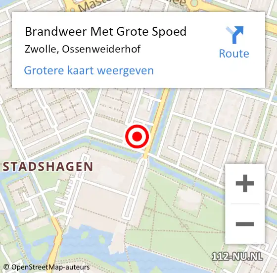 Locatie op kaart van de 112 melding: Brandweer Met Grote Spoed Naar Zwolle, Ossenweiderhof op 8 mei 2023 00:16