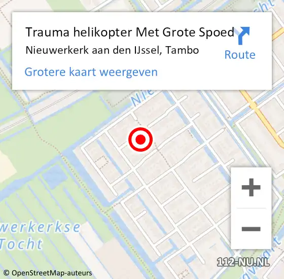 Locatie op kaart van de 112 melding: Trauma helikopter Met Grote Spoed Naar Nieuwerkerk aan den IJssel, Tambo op 8 mei 2023 01:09