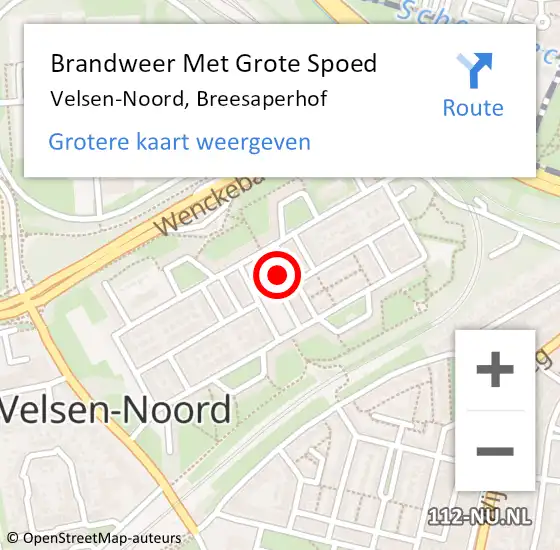 Locatie op kaart van de 112 melding: Brandweer Met Grote Spoed Naar Velsen-Noord, Breesaperhof op 8 mei 2023 02:46