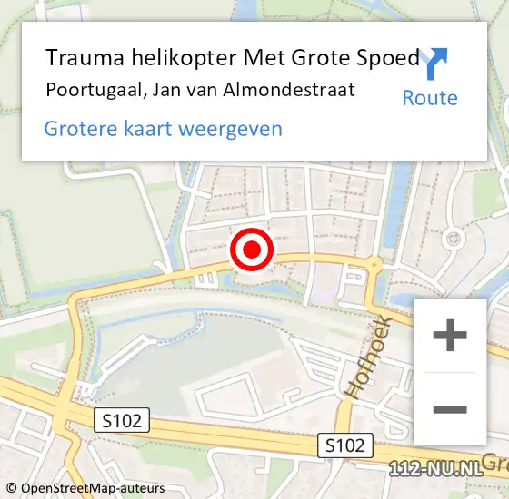Locatie op kaart van de 112 melding: Trauma helikopter Met Grote Spoed Naar Poortugaal, Jan van Almondestraat op 8 mei 2023 04:19