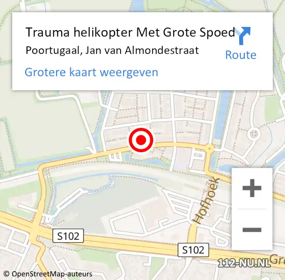 Locatie op kaart van de 112 melding: Trauma helikopter Met Grote Spoed Naar Poortugaal, Jan van Almondestraat op 8 mei 2023 04:22