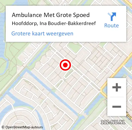 Locatie op kaart van de 112 melding: Ambulance Met Grote Spoed Naar Hoofddorp, Ina Boudier-Bakkerdreef op 8 mei 2023 05:05