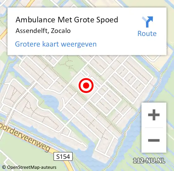 Locatie op kaart van de 112 melding: Ambulance Met Grote Spoed Naar Assendelft, Zocalo op 8 mei 2023 05:36