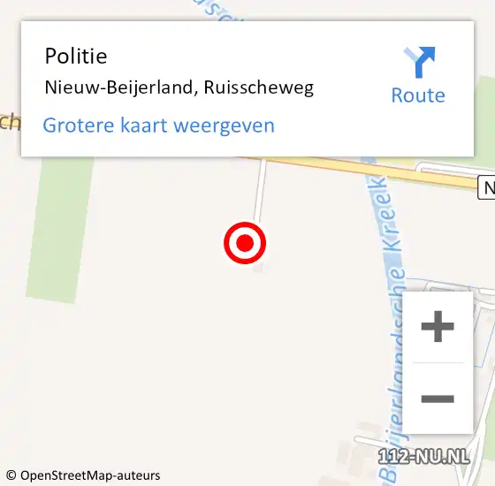 Locatie op kaart van de 112 melding: Politie Nieuw-Beijerland, Ruisscheweg op 8 mei 2023 05:43