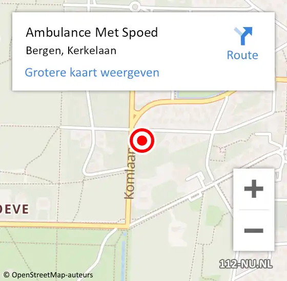 Locatie op kaart van de 112 melding: Ambulance Met Spoed Naar Bergen, Kerkelaan op 8 mei 2023 06:23