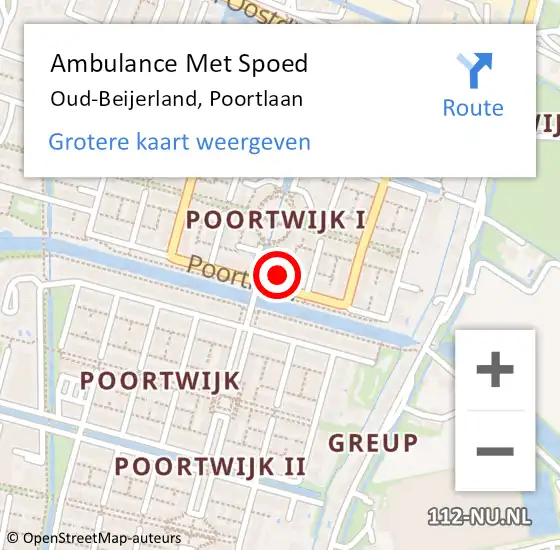 Locatie op kaart van de 112 melding: Ambulance Met Spoed Naar Oud-Beijerland, Poortlaan op 8 mei 2023 06:27