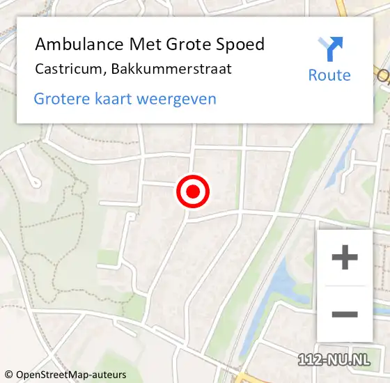 Locatie op kaart van de 112 melding: Ambulance Met Grote Spoed Naar Castricum, Bakkummerstraat op 8 mei 2023 07:01