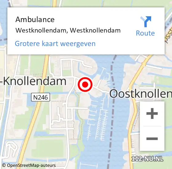 Locatie op kaart van de 112 melding: Ambulance Westknollendam, Westknollendam op 8 mei 2023 07:01
