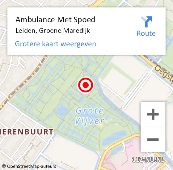 Locatie op kaart van de 112 melding: Ambulance Met Spoed Naar Leiden, Groene Maredijk op 8 mei 2023 07:12