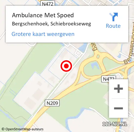 Locatie op kaart van de 112 melding: Ambulance Met Spoed Naar Bergschenhoek, Schiebroekseweg op 8 mei 2023 07:21