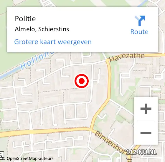 Locatie op kaart van de 112 melding: Politie Almelo, Schierstins op 8 mei 2023 08:21