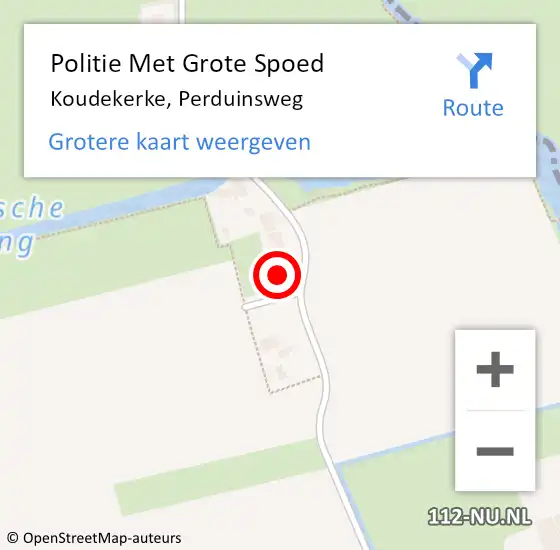 Locatie op kaart van de 112 melding: Politie Met Grote Spoed Naar Koudekerke, Perduinsweg op 8 mei 2023 08:44