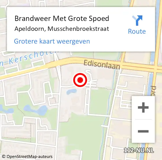 Locatie op kaart van de 112 melding: Brandweer Met Grote Spoed Naar Apeldoorn, Musschenbroekstraat op 8 mei 2023 08:49