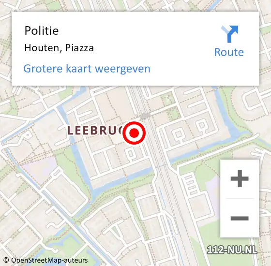 Locatie op kaart van de 112 melding: Politie Houten, Piazza op 8 mei 2023 09:45