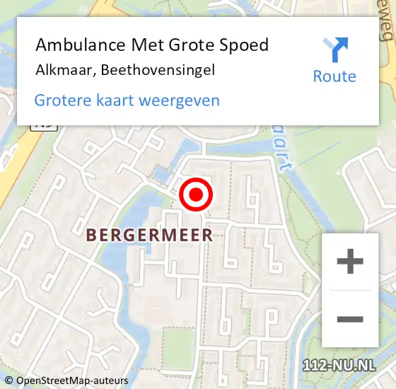 Locatie op kaart van de 112 melding: Ambulance Met Grote Spoed Naar Alkmaar, Beethovensingel op 8 mei 2023 09:54