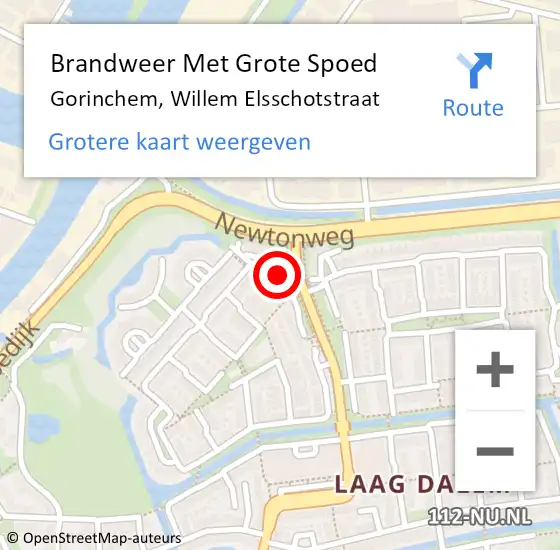 Locatie op kaart van de 112 melding: Brandweer Met Grote Spoed Naar Gorinchem, Willem Elsschotstraat op 8 mei 2023 10:05