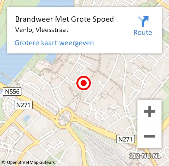 Locatie op kaart van de 112 melding: Brandweer Met Grote Spoed Naar Venlo, Vleesstraat op 8 mei 2023 10:37