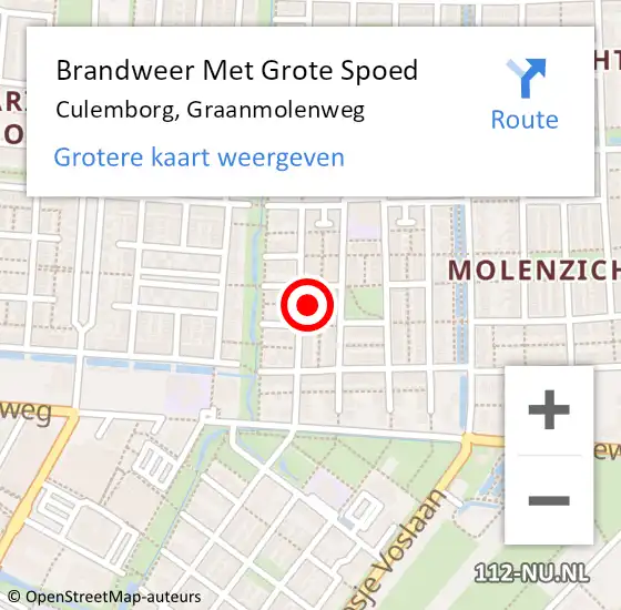 Locatie op kaart van de 112 melding: Brandweer Met Grote Spoed Naar Culemborg, Graanmolenweg op 8 mei 2023 10:52