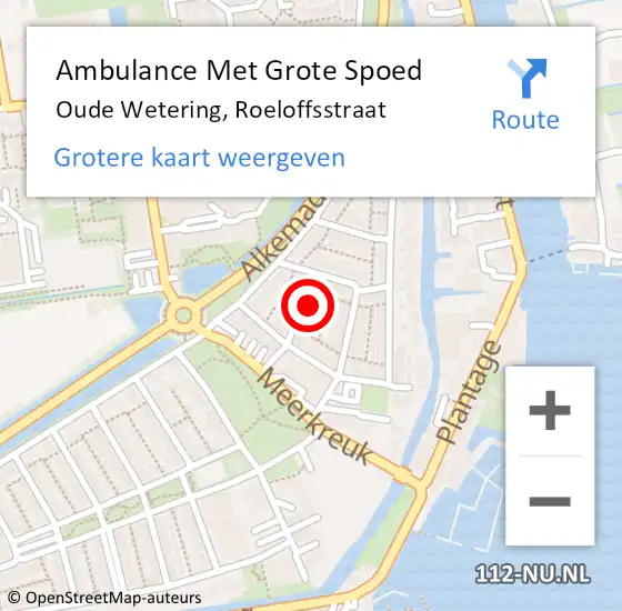 Locatie op kaart van de 112 melding: Ambulance Met Grote Spoed Naar Oude Wetering, Roeloffsstraat op 24 augustus 2014 20:31