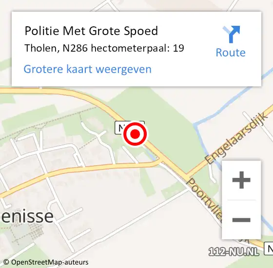 Locatie op kaart van de 112 melding: Politie Met Grote Spoed Naar Tholen, N286 hectometerpaal: 19 op 8 mei 2023 11:25