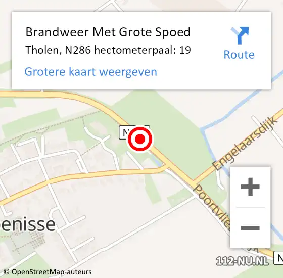 Locatie op kaart van de 112 melding: Brandweer Met Grote Spoed Naar Tholen, N286 hectometerpaal: 19 op 8 mei 2023 11:26