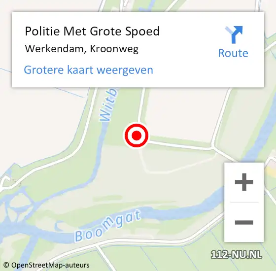 Locatie op kaart van de 112 melding: Politie Met Grote Spoed Naar Werkendam, Kroonweg op 8 mei 2023 11:45