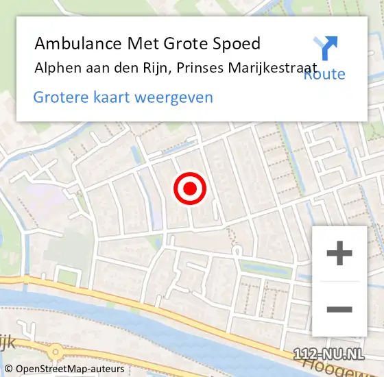 Locatie op kaart van de 112 melding: Ambulance Met Grote Spoed Naar Koudekerk aan den Rijn, Prinses Marijkestraat op 8 mei 2023 12:27