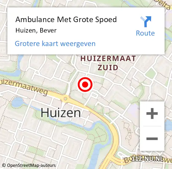 Locatie op kaart van de 112 melding: Ambulance Met Grote Spoed Naar Huizen, Bever op 24 augustus 2014 20:44